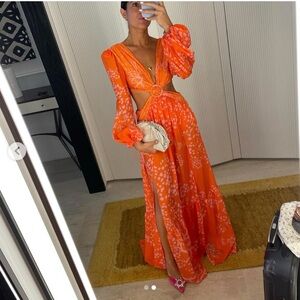 PATBO Coral Print Cutout Maxi Dress – Size M – NEW WITH TAGS